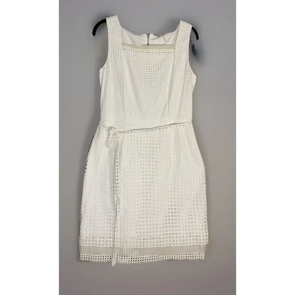 Elie Tahari Women's Dart Neck Aline Dress Size 8 White Sleeveless - Picture 2 of 10